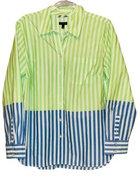 NA XXXX  ???? modern Classic Button Down Wonder Stripe -Green, Blue & White